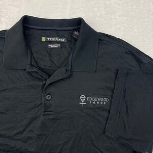 Tehama Mens Black Pima Cotton Polo Shirt Edgewood Tahoe Golf Short Sleeve Size M